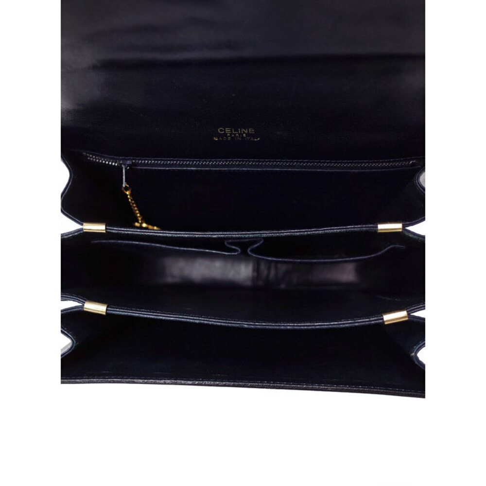 Celine black leather shoulder bag gold tone horse carriage motif - Picture 3 of 9